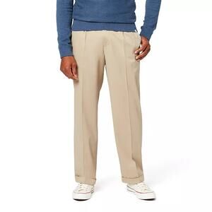 Dockers Comfort Khaki Mens Comfort Waistband Relaxed Fit Pleated Pant 40x29 Tan